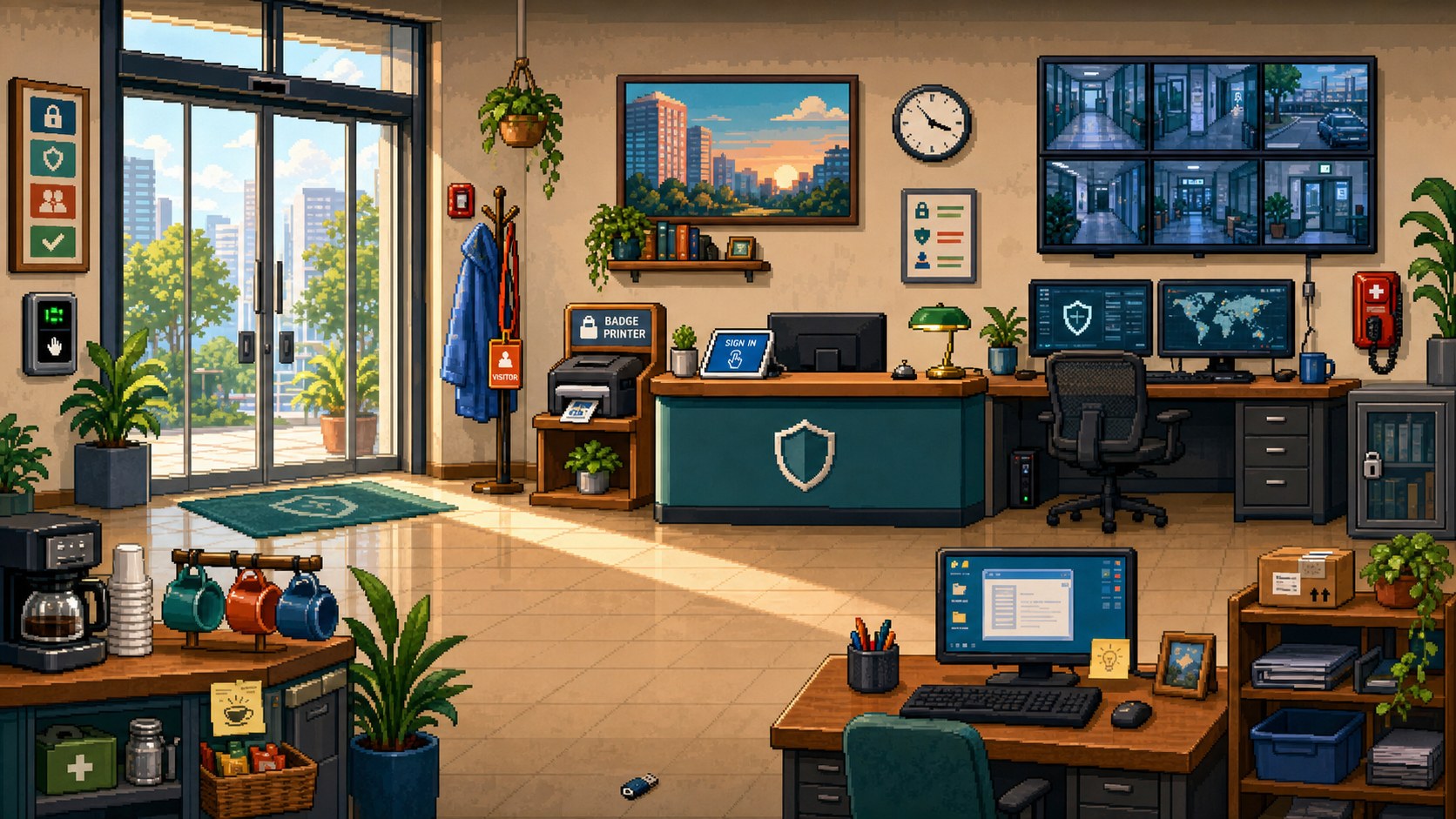 World One office investigation from the current Rehearse Security game build